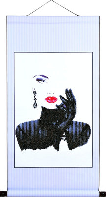 SCROLL LADY IN BLACK - Diamond Painting Kit: Scroll Lady In Black - Diamond Dotz