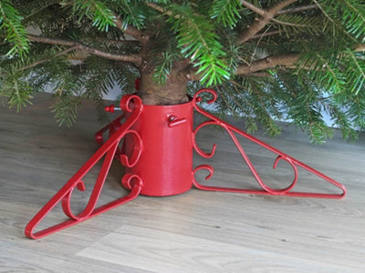 Scrolled Christmas Tree Stand - Red - 5" Diameter