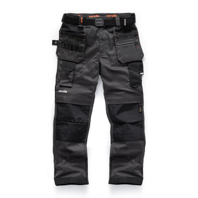 Scruffs Pro Flex Work Trousers with Holster Pockets Graphite Grey Trade - 34L