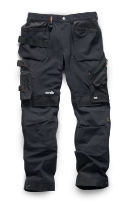 Scruffs Pro Trade Flex Plus Slim Fit Work Trousers Black - 32R