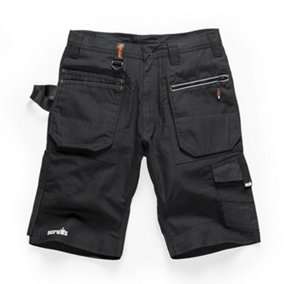 Scruffs Ripstop Trade Cargo Work Shorts with Multiple Pockets Black - 30in Waist