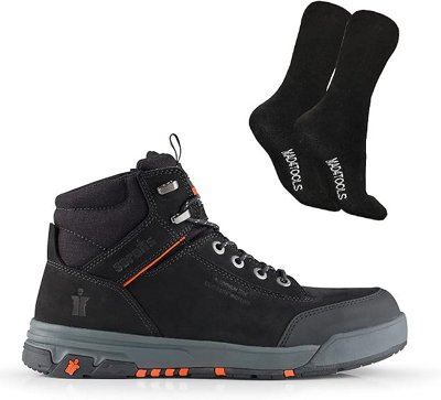 Scruffs Switchback 3 Safety Boots and Work Socks Black Size 10