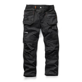 Scruffs Trade Flex Work Trousers Black Hardwearing - 28in Waist, 30in Leg