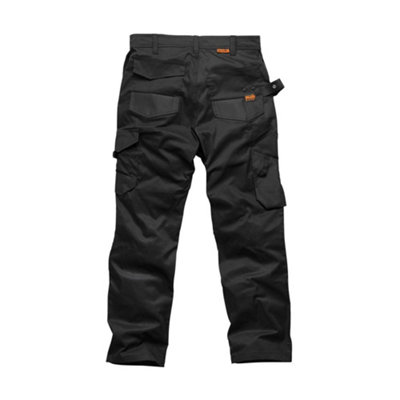 Scruffs Trade Flex Work Trousers Black Hardwearing - 28in Waist, 32in Leg