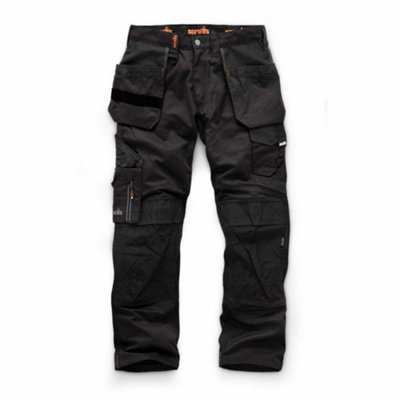 Scruffs Trade Work Trousers With Holster Pockets Black - Size 28R