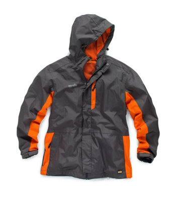 Scruffs Worker Jacket Graphite Grey & Orange Waterproof Coat - S