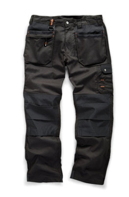 Scruffs WORKER PLUS Black Work Trousers with Holster Pockets Trade Hardwearing - 30in Waist - 34in Leg - Long