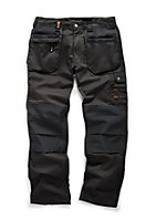 Scruffs WORKER PLUS Black Work Trousers with Holster Pockets Trade Hardwearing - 38in Waist - 30in Leg - Short
