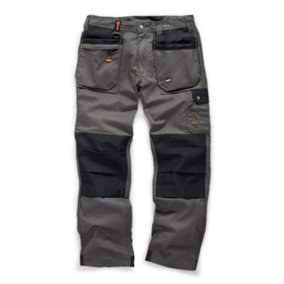 Scruffs WORKER PLUS Graphite Grey Work Trousers with Holster Pockets Trade Hardwearing - 28in Waist - 30in Leg - Short