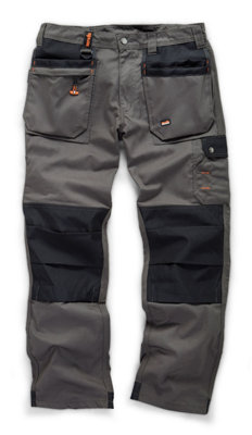 Scruffs WORKER PLUS Graphite Grey Work Trousers with Holster Pockets Trade Hardwearing - 32in Waist - 30in Leg - Short