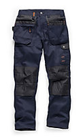 Scruffs WORKER PLUS Navy Work Trousers with Holster Pockets Trade Hardwearing - 30in Waist - 34in Leg - Long