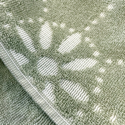 Sculpted Floral Patterned Bath Sheet - Sage Green