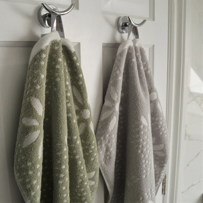 Sculpted Floral Patterned Hand Towel - Sage Green - 4