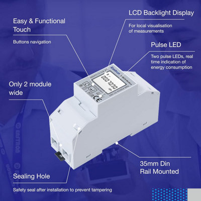 SDM230 Modbus RS485 Single Phase 100A kWh Energy Meter DIN Rail Power ...