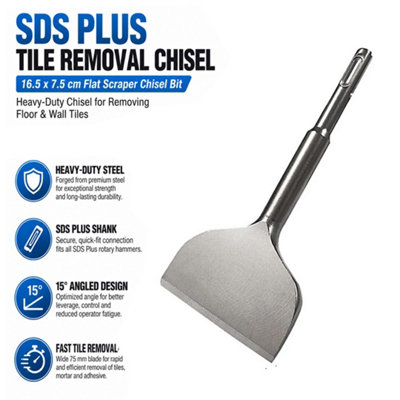 SDS Plus Chisel Tool 165mm X 75mm Pack Of 1 Angled Bent Wide Chisels ...
