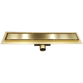 Sea-Horse 70cm Gold Coloured Stainless Steel Bathroom Floor Linear Shower Drain Sheet