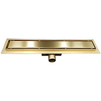 Sea-Horse 80cm Gold Coloured Stainless Steel Bathroom Floor Linear Shower Drain Sheet