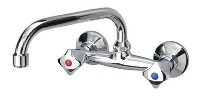 Sea-Horse Basin 'C' Spout Chrome Mixer Tap Sink Faucet Classic Two Handle Design