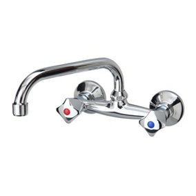 Sea-Horse Basin 'C' Spout Chrome Mixer Tap Sink Faucet Classic Two Handle Design