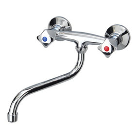 Sea-Horse Basin 'S' Spout Chrome Mixer Tap Sink Faucet Classic Two Handle Design