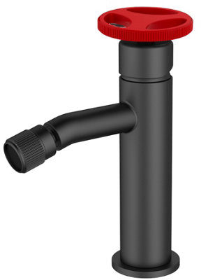 Sea-Horse Standing Bidet Tap Faucet Black Finishing with Red Handle Industrial Design