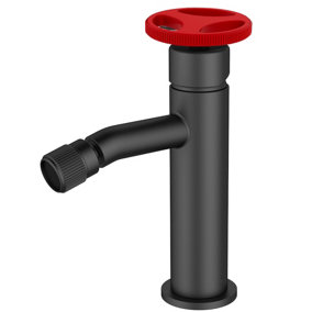 Sea-Horse Standing Bidet Tap Faucet Black Finishing with Red Handle Industrial Design