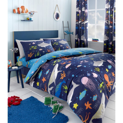 Sea Life Kids Fun Glow In The Dark Adventure Duvet Cover Set