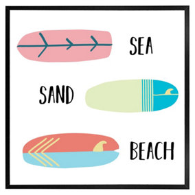 Sea, sand, surf, beach (Picutre Frame) / 30x30" / Brown