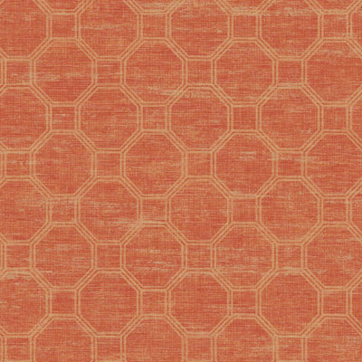 Seabrook Geometric Trellis Honeycomb Orange Wallpaper Acrylic Coated Stylish