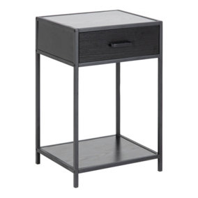 Seaford Bedside Table with 1 Drawer in Black