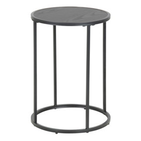 Seaford Black Metal Small Round Side Table with Black Top