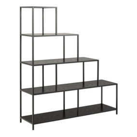 Seaford Bookcase with 4 Shelves and 1 Drawer in Black