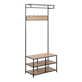 Seaford Clothes Rack with 3 Shelves in Black and Oak