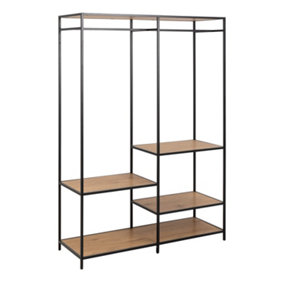 Seaford Clothes Rack with 4 Shelves in Black and Oak