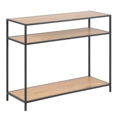 Seaford Console Table, 2 Shelves in Black and Oak