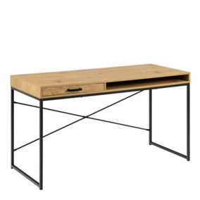 Seaford Office Desk with 1 Drawer in Black and Oak