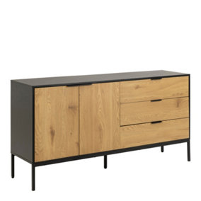Seaford Sideboard with 2 Doors and 3 Drawers in Black