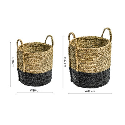 Seagrass Log & Kindling Basket, Black, Set of 2 Price Comparisons | Compare The Build