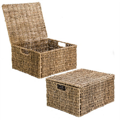 Seagrass Storage Basket with Lid - M&W - 6