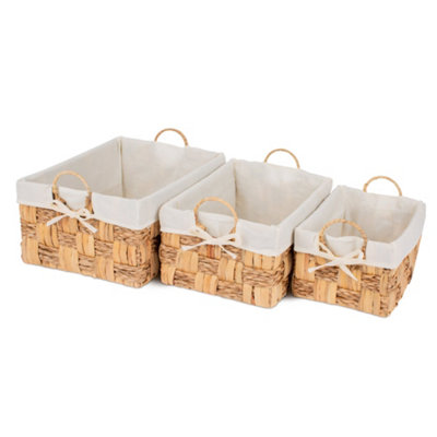 SEAGRASS WOVEN BASKETS, SET OF 3 - NATURAL