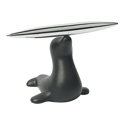 Seal Shaped Pen Stand With 11cm Metal Ballpoint Pen - Home Office Desktop Accessory - Measures H9 x W7 x D8cm Price Comparisons | Compare The Build