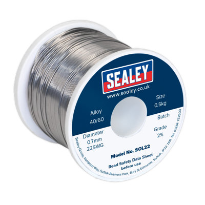 Sealey 0.5kg Solder Wire Quick Flow 0.7mm/22SWG 40/60 Professional Use SOL22