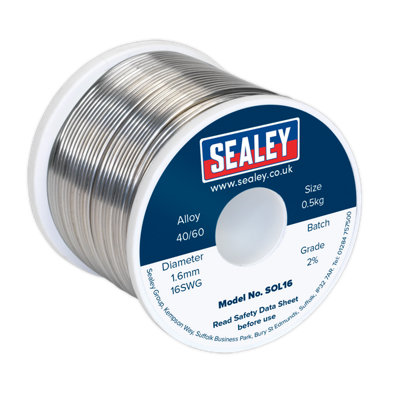 Sealey 0.5kg Solder Wire Quick Flow 1.6mm/16SWG 40/60 Resin Cored Solder SOL16