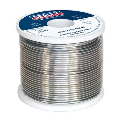 Sealey 0.5kg Solder Wire Quick Flow 1.6mm/16SWG 40/60 Resin Cored Solder SOL16