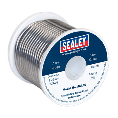 Sealey 0.5kg Solder Wire Quick Flow 3.25mm/10SWG 40/60 Resin Cored Solder SOL10