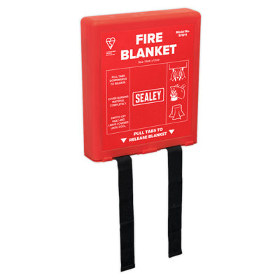 Sealey 1.1Mx1.1M Fire Blanket Emergency General Purpose Wall Mounting Case SFB11