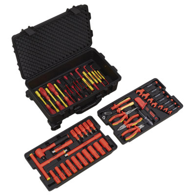 Sealey 1/2" Square Drive 1000V Insulated Tool Kit 49 Pieces Chrome Plated AK7939