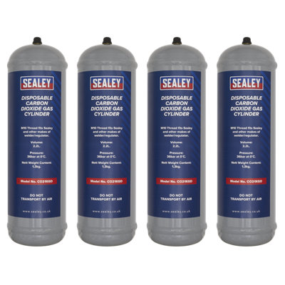 Sealey 1.3kg Disposable Carbon Dioxide Gas Cylinder Universal 4 Pieces CO21KGD4