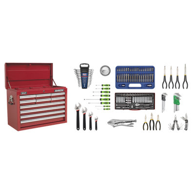 Sealey 10-Drawer Topchest With Ball-Bearing Slides & 140Pc Tool Kit AP33109COMBO