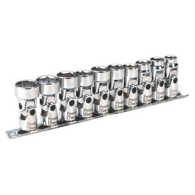Sealey 10 Pieces 3/8" Square Drive Universal Joint WallDrive Socket Set AK2710